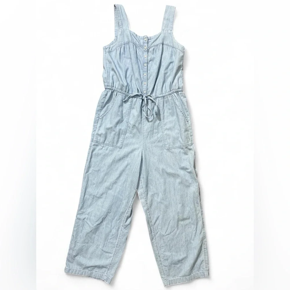 Old Navy Light Wash Denim Jumpsuit Wide Leg Size Small - Picture 1 of 6
